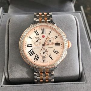 Michele Serein White And Rose Gold Diamond Watch